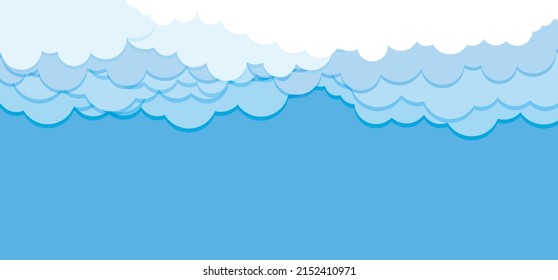 blue sky with clouds design. Beautiful fluffy clouds on the blue sky background. Paperwhite clouds on blue. Clouds on blue sky banner