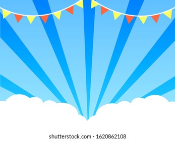 Blue sky, clouds and flag