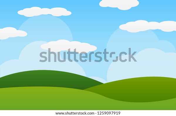 Blue Sky Clouds Green Grass Can Stock Vector (Royalty Free) 1259097919 ...