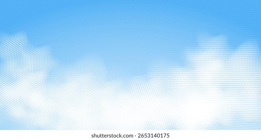 Blue sky with clouds. Halftone texture on beautiful cloudscape