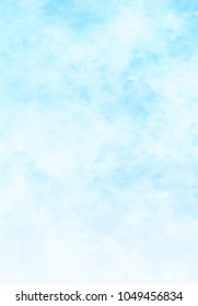 Blue sky and clouds, hand painted abstract watercolor background, vector illustration