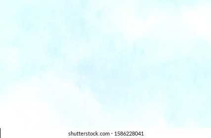 Cielo azul y nubes, fondo de acuarela abstracto pintado a mano, ilustración vectorial
