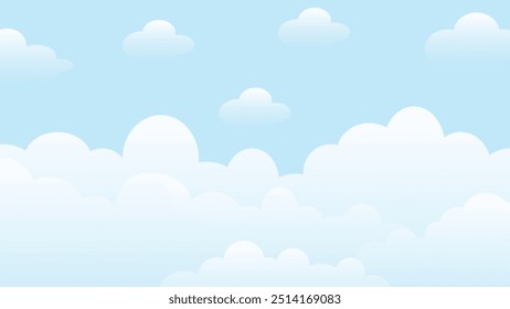 Cielo azul con diseño de fondo de ilustración de nubes