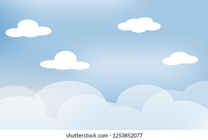 Blue sky with clouds. Nature concept. Vector illustration.