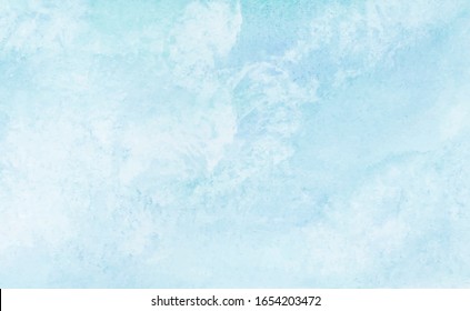 Blue sky and clouds. Ocean water background. Abstract hand painted watercolor texture. Vector illustration