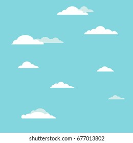 Blue sky with clouds on the shiny day. Vector illustration.