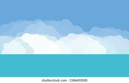 blue sky with clouds over sea, creative vector background