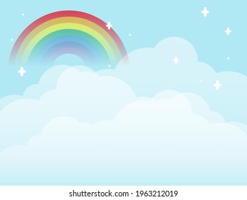 Blue sky, clouds and rainbow