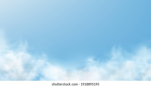 blue sky clouds. Realistic vector isolated on transparent background.