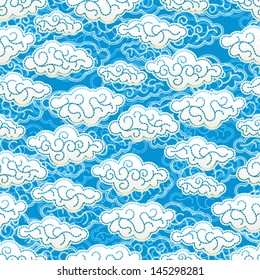 Blue Sky Clouds Seamless Endless Background Pattern Pexture