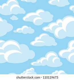 blue sky with clouds, seamless pattern