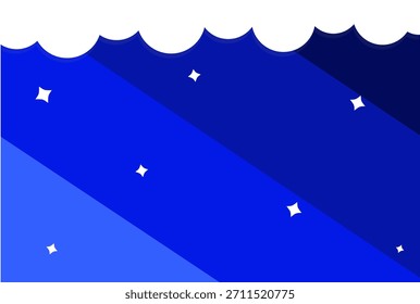 Cielo azul con nubes y estrellas