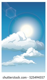 blue sky clouds sun shinign