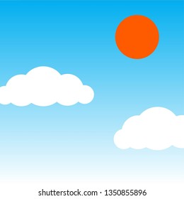Blue sky with clouds and sun vector background