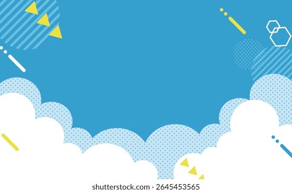 Céu azul com nuvens e sol. Ilustração vetorial para seu design.