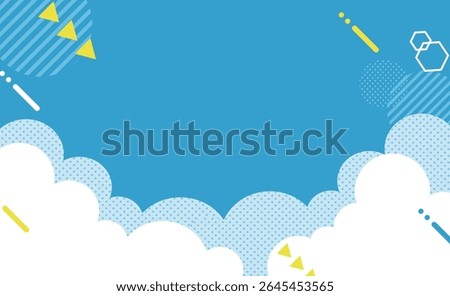 Blue sky with clouds and sun. Vector illustration for your design.