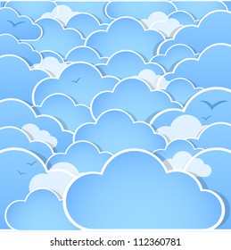 Blue sky with clouds. Vector