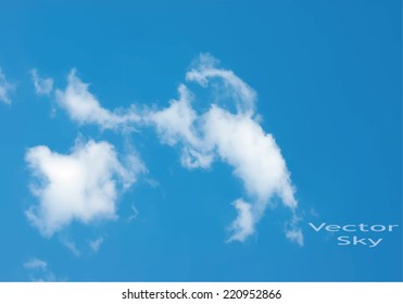 Blue sky with clouds, vector