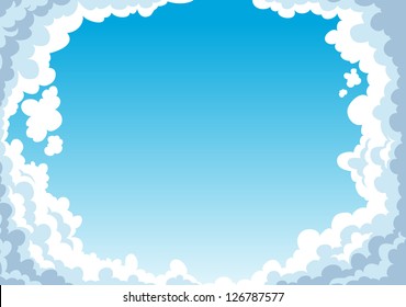 Blue sky with clouds. vector background.