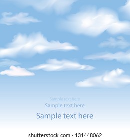 Blue sky with clouds. Vector background.