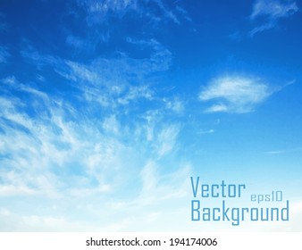 Blue sky with clouds. Vector background.