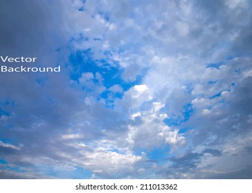Blue sky with clouds. Vector background.