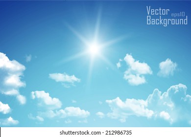 Blue sky with clouds. Vector background.