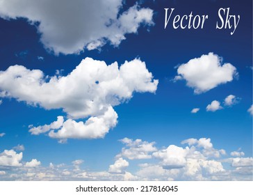 Blue sky with clouds. Vector background.