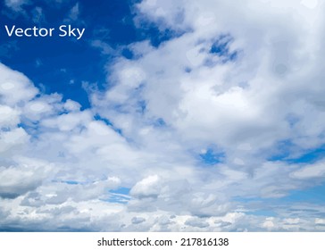 Blue sky with clouds. Vector background.