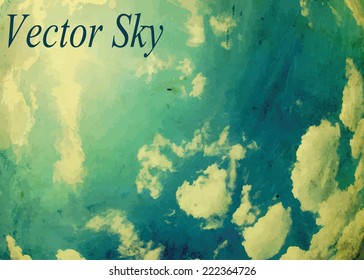 Blue sky with clouds. Vector background