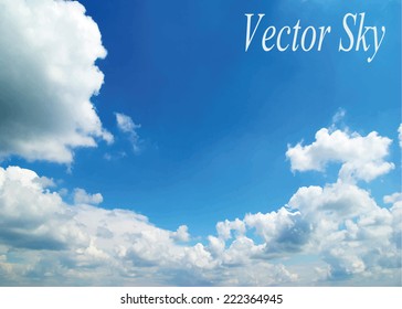 Blue sky with clouds. Vector background