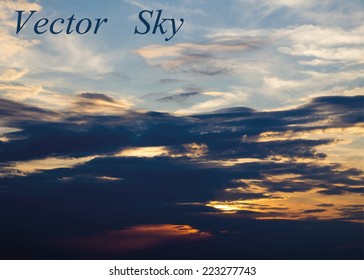 Blue sky with clouds. Vector background