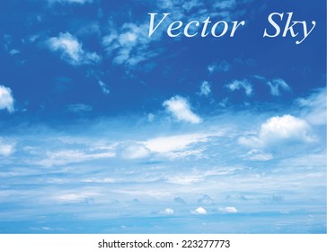 Blue sky with clouds. Vector background