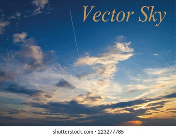 Blue sky with clouds. Vector background