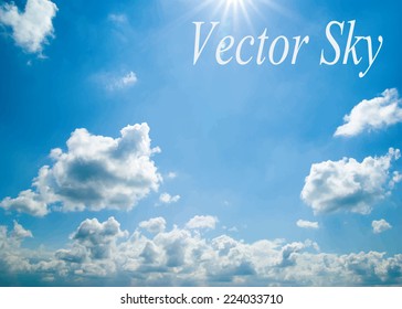 Blue sky with clouds. Vector background