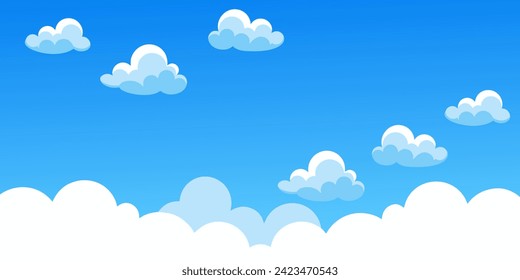 Blue sky with clouds. Vector background.