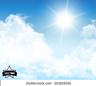 Blue sky with clouds. Vector background.