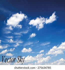 Blue sky with clouds. Vector background