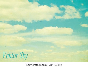 Blue sky with clouds. Vector background.