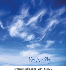 Blue sky with clouds. Vector background.