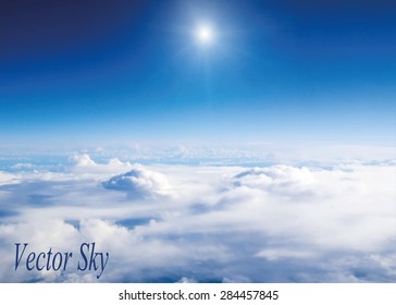 Blue sky with clouds. Vector background.