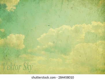 Blue sky with clouds. Vector background.