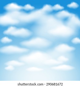 Blue sky with clouds. Vector background.