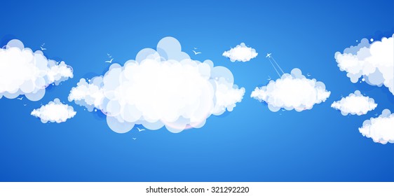 Blue sky with clouds. Vector background.