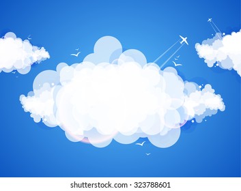 Blue sky with clouds. Vector background.