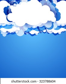 Blue sky with clouds. Vector background.