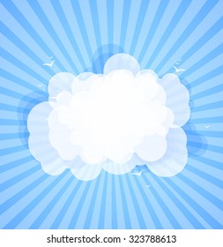 Blue sky with clouds. Vector background.