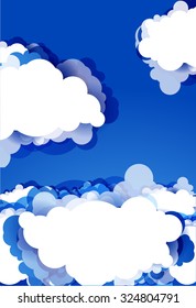 Blue sky with clouds. Vector background.