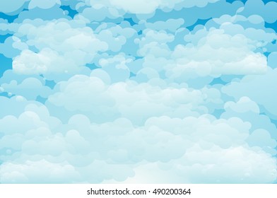 Blue sky with clouds. Vector background art