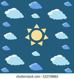 Blue sky with clouds, vector background